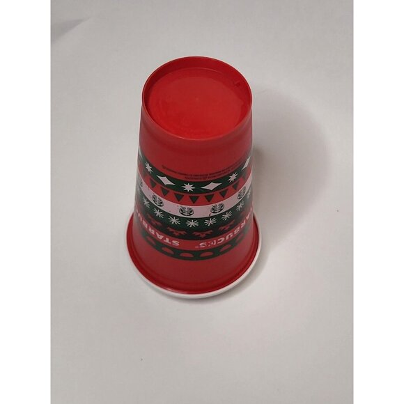 Starbucks Christmas Reusable Tall Cup With Lid Red Green White Mug Plastic - Picture 11 of 12